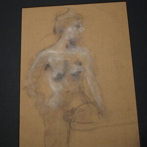 Eli Sproles Original Charcoal Sketch of Nude Female 19" x 13"